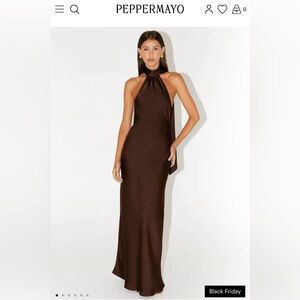 Peppermayo keena scarf maxi dress - chocolate